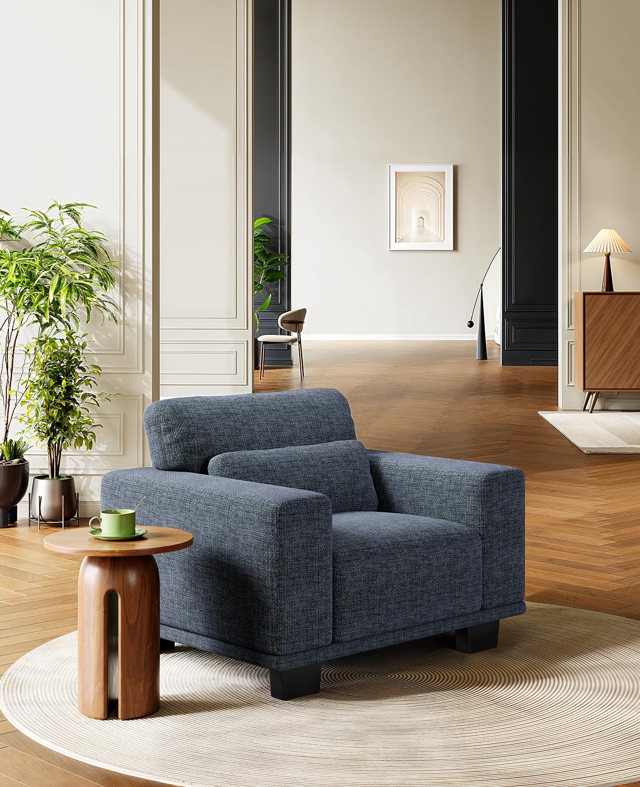 AMADA HOMEFURNISHING 40" Living Room Chairs,Reading Chair，Accent Chair,Small Sofa Couch for Bedroom，Oversize Mid-Century Armchair with Deep Seat，Comfy