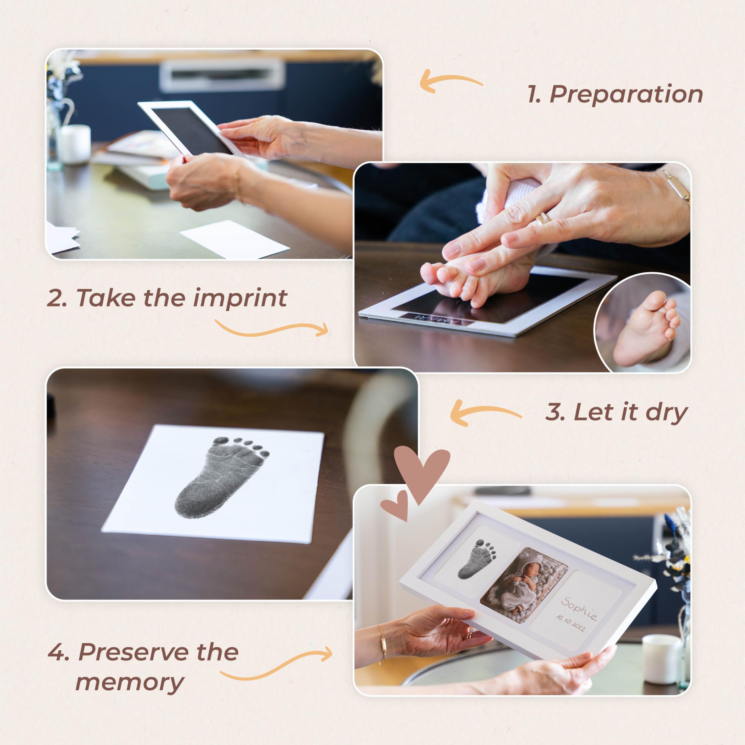 AMARI ® Baby Handprint & Footprint Kit, Inkless Hand & Foot Print Set, Newborn Keepsake & Baby Shower Gift - Image 4