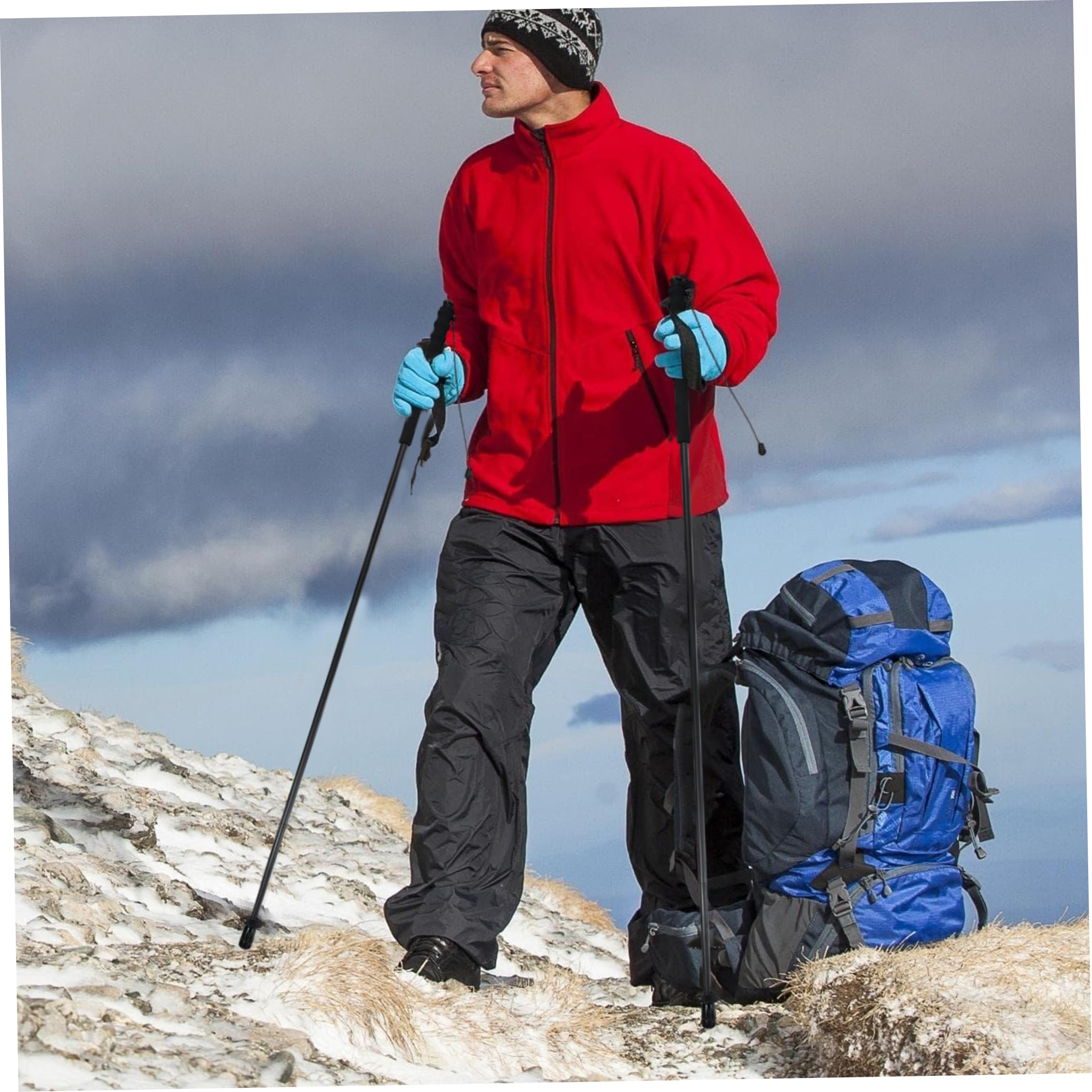 Bastone da passeggio 2 pezzi, bastone da trekking pieghevole - Camminata in fibra di carbonio ultraleggera con assorbimento degli urti, 47, 24 pollici esteso / 11, 81 pollici collassato