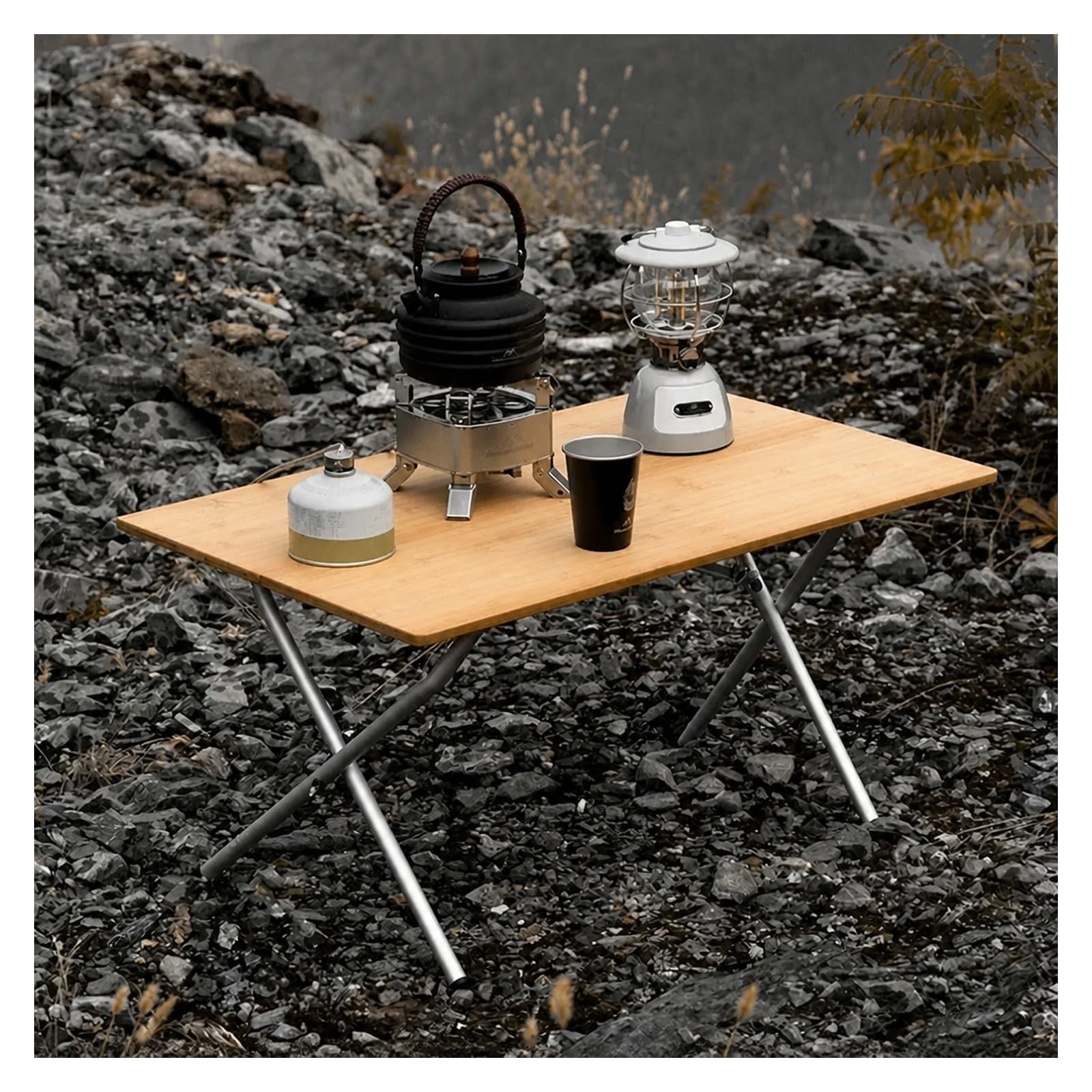 Przenośny stół kempingowy, Outdoor Camping Bambusowy Składany Stół 2/3 | Przenośny, Do Szybkiego Przechowywania, Stop Aluminium, Na Kolor Podstawowy(New TwoFoldTable)