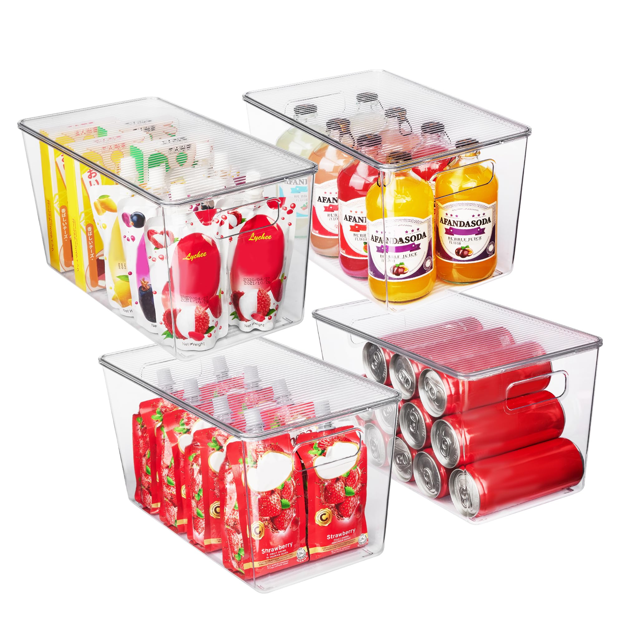 (Similar to stock photo (3)Vtopmart 4 Pack Large Clear Plastic Storage Bins , Stackable Containers for Pantry,Kitchen,Fridge,Cabinet,Bathroom,Under Sink Organizer(XL)