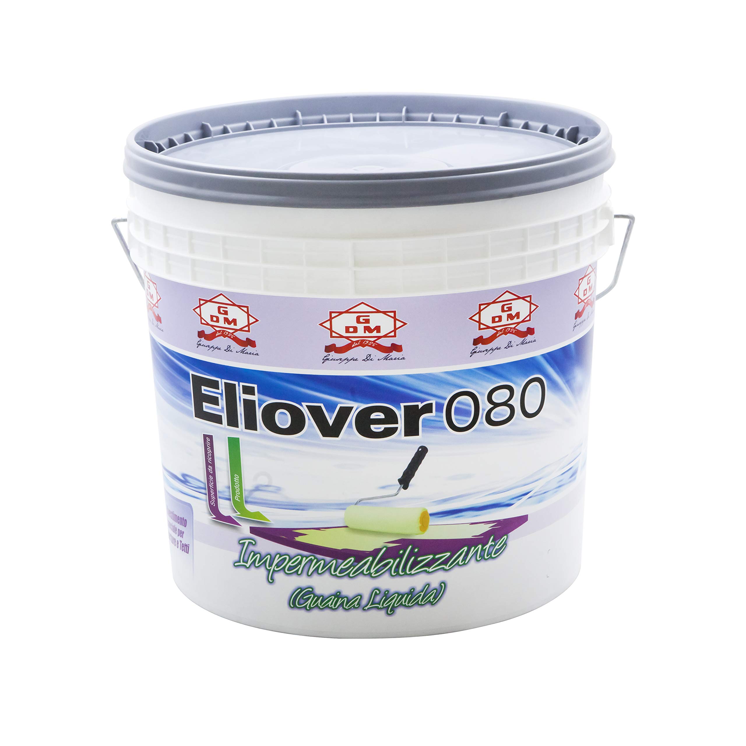 GDM ELIOVER 080 Impermeabilizzante Guaina liquida altissima qualità (13 litri, Grigio Chiaro)