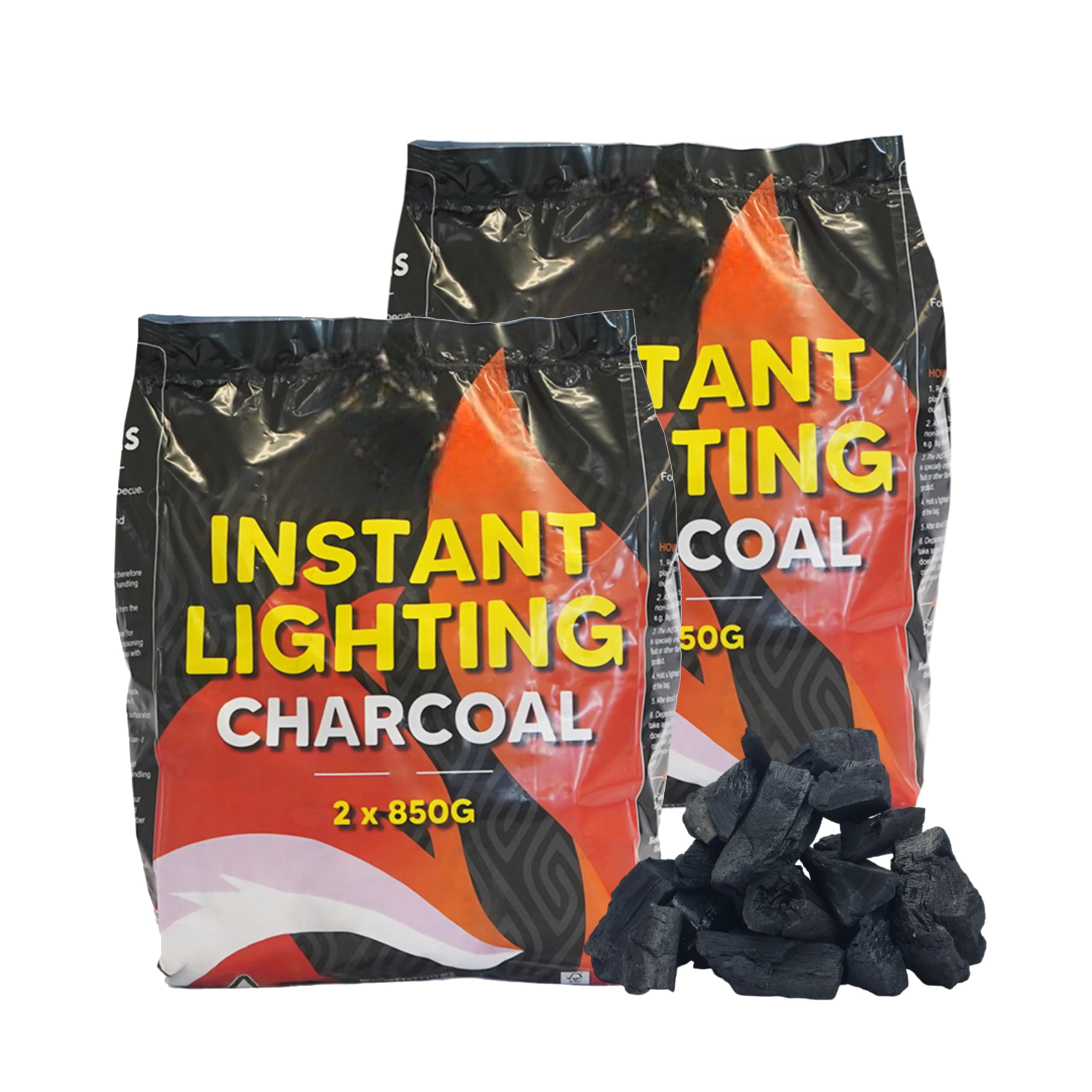 Amos Light/Coal Instant Barbecue Char 4 X 850G Bbq Grill Bags