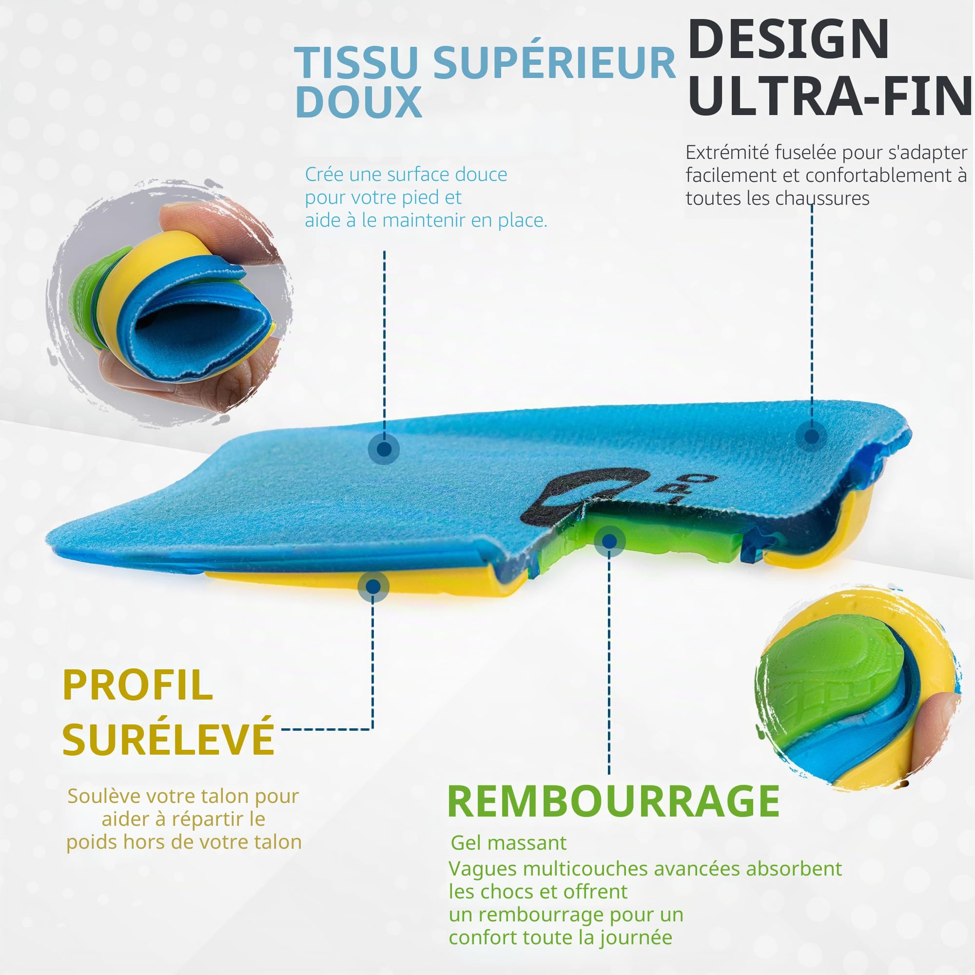 Spornfix Semelles de talon en gel pour soulager la fasciite plantaire, l'épine