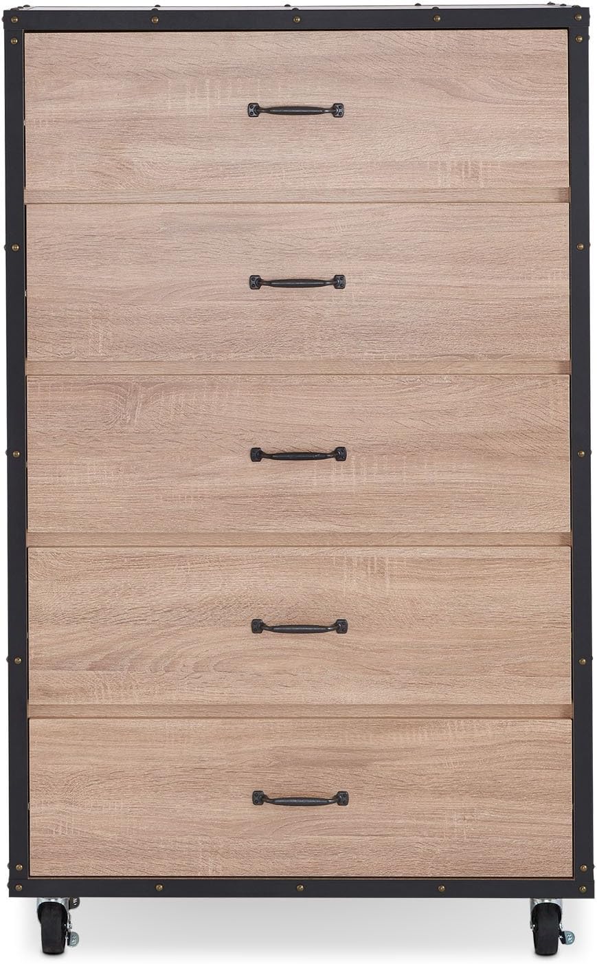 Bemis Weathered Light Oak Finish Storage Drawer Dresser Chest Furniture Cabinet 16Dx31Wx51H in