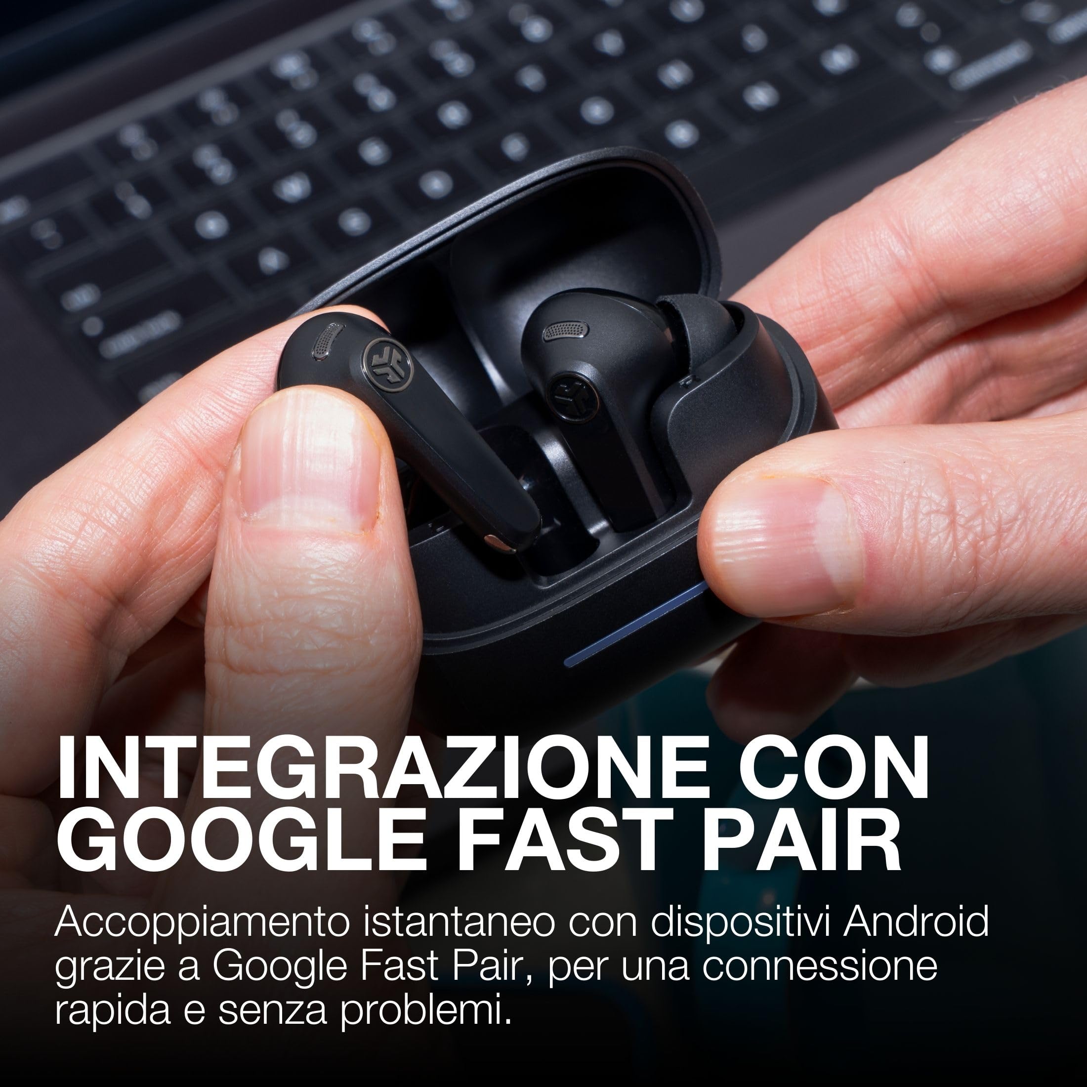 JLab JBuds Pods ANC Cuffie Wireless Bluetooth - Auricolari Bluetooth con Cancellazione Rumore, 56+ Ore Autonomia, True Wireless, IP55 Resistenti Sudore, Audio Personalizzabile, Controllo App, Nero