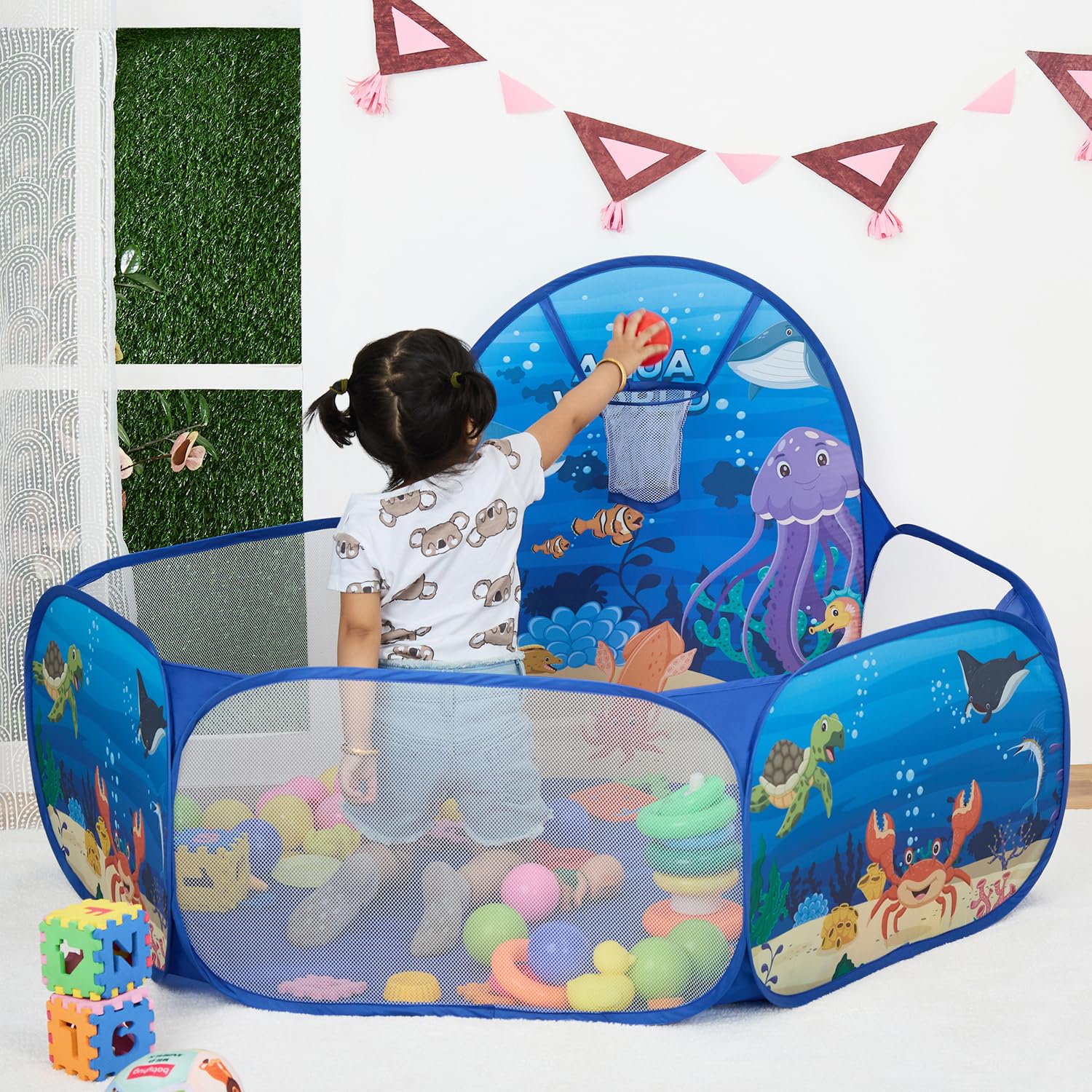 Amazon Brand - Jam & Honey Kid Aquatic Ball Pool, Ball Pit Structure (with 30 Balls) Multicolour - Image 7 thumbnail