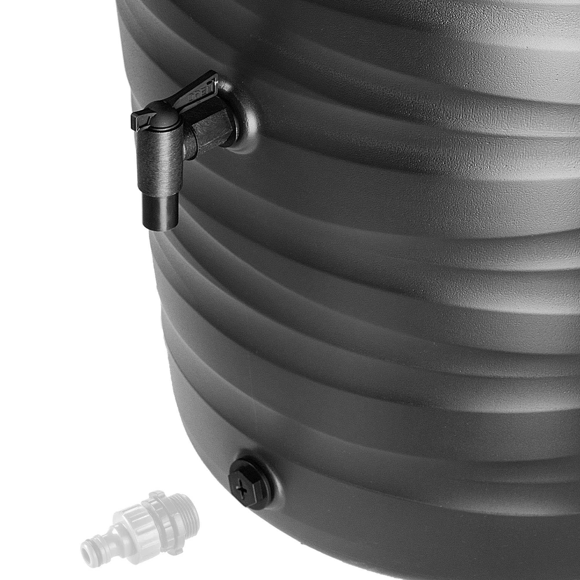 KADAX Barril de lluvia de 240 l, barril de lluvia con grifo, maceta y soporte, depósito de agua de lluvia de plástico, depósito de agua de lluvia para recoger agua de lluvia
