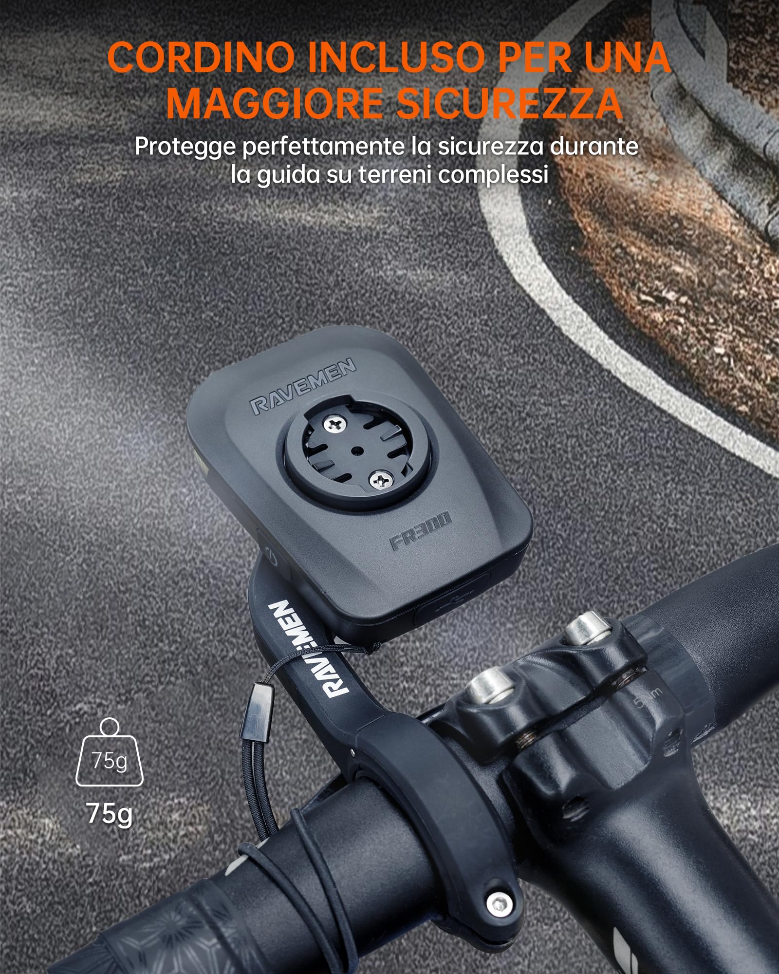 RAVEMEN FR300 Luce Diurna per Bici 300 Lumen Fanalini Anteriori per Bicicletta Compatibile con Garmin/Wahoo Ciclocomputer, 6 Modalità USB C IPX6 Impermeabile (Brevetto Protetto)