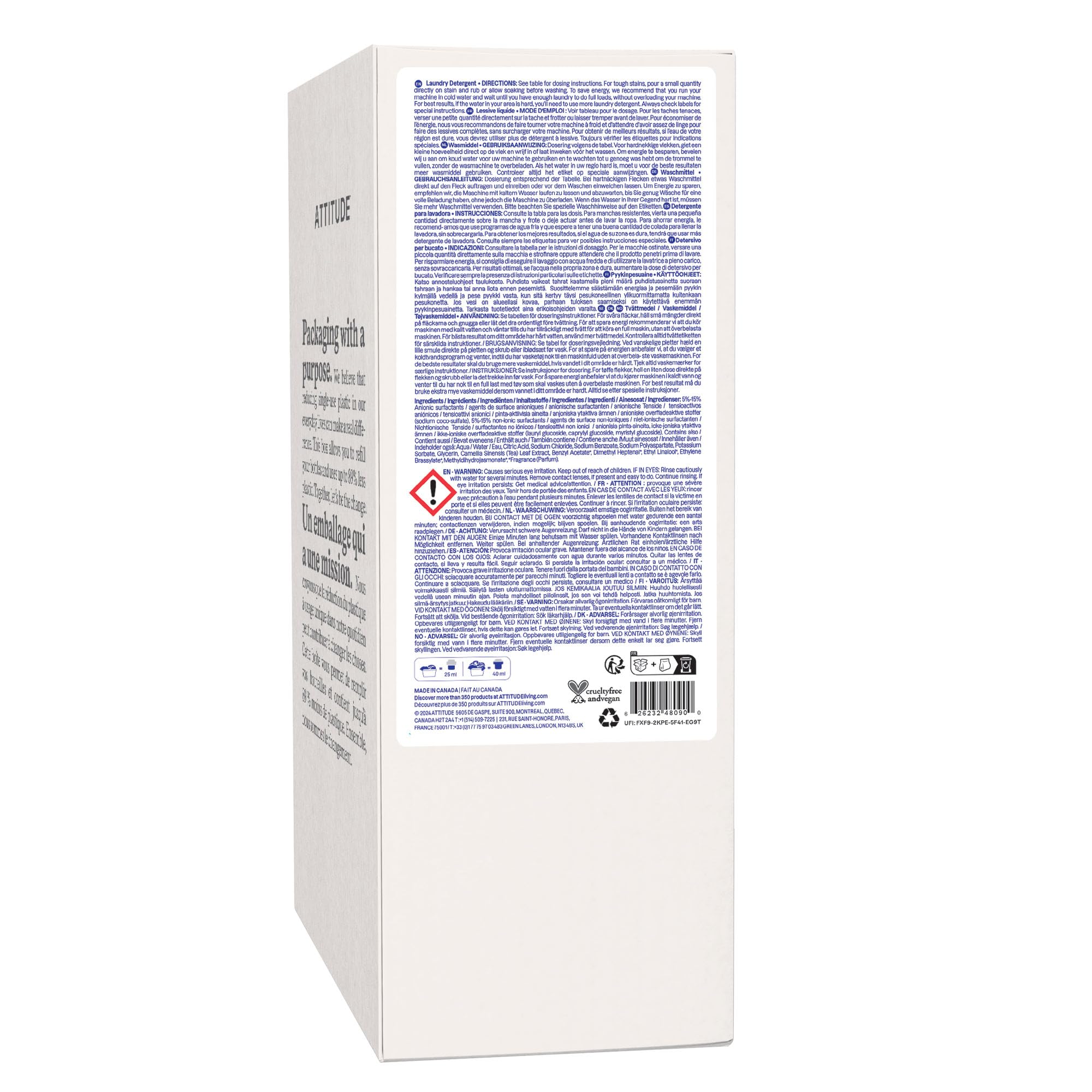 Detergente para ropa Wildflowers 160 dosis Attitude 4 L