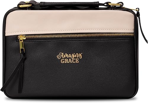 Christian Art Gifts Funda de piel vegana para mujer Amazing Grace Funda protectora con cremallera inspiradora resistente al agua con borla,