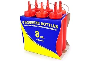 New Star Foodservice 26283 Squeeze Bottles, Plastic, 8 oz, Red (Pack of 6)
