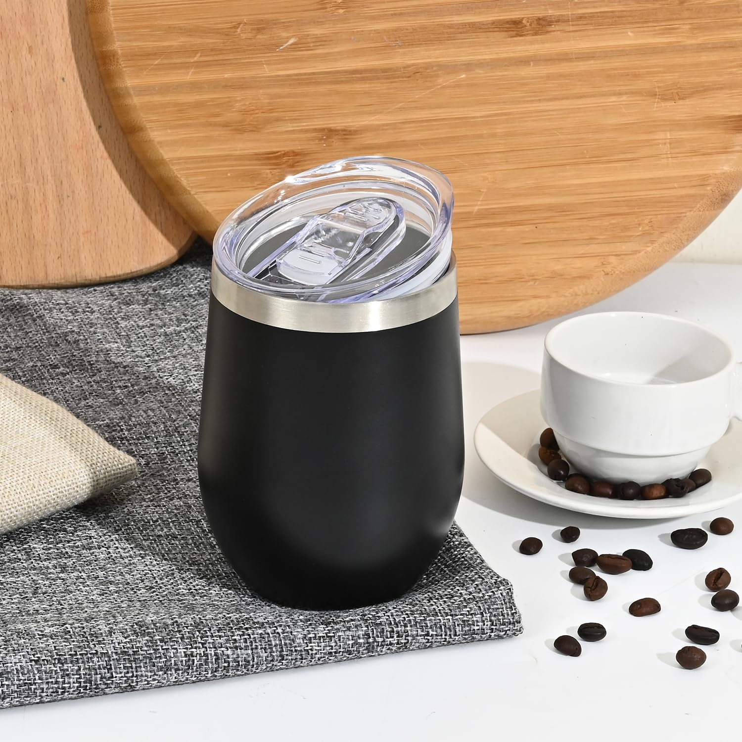 Joymaking Reusable Coffee Cup, Double Walled -Insulated Travel Mug Vacuum Stainless Steel Wine Tumbler with Spill Proof Lid - Image 2