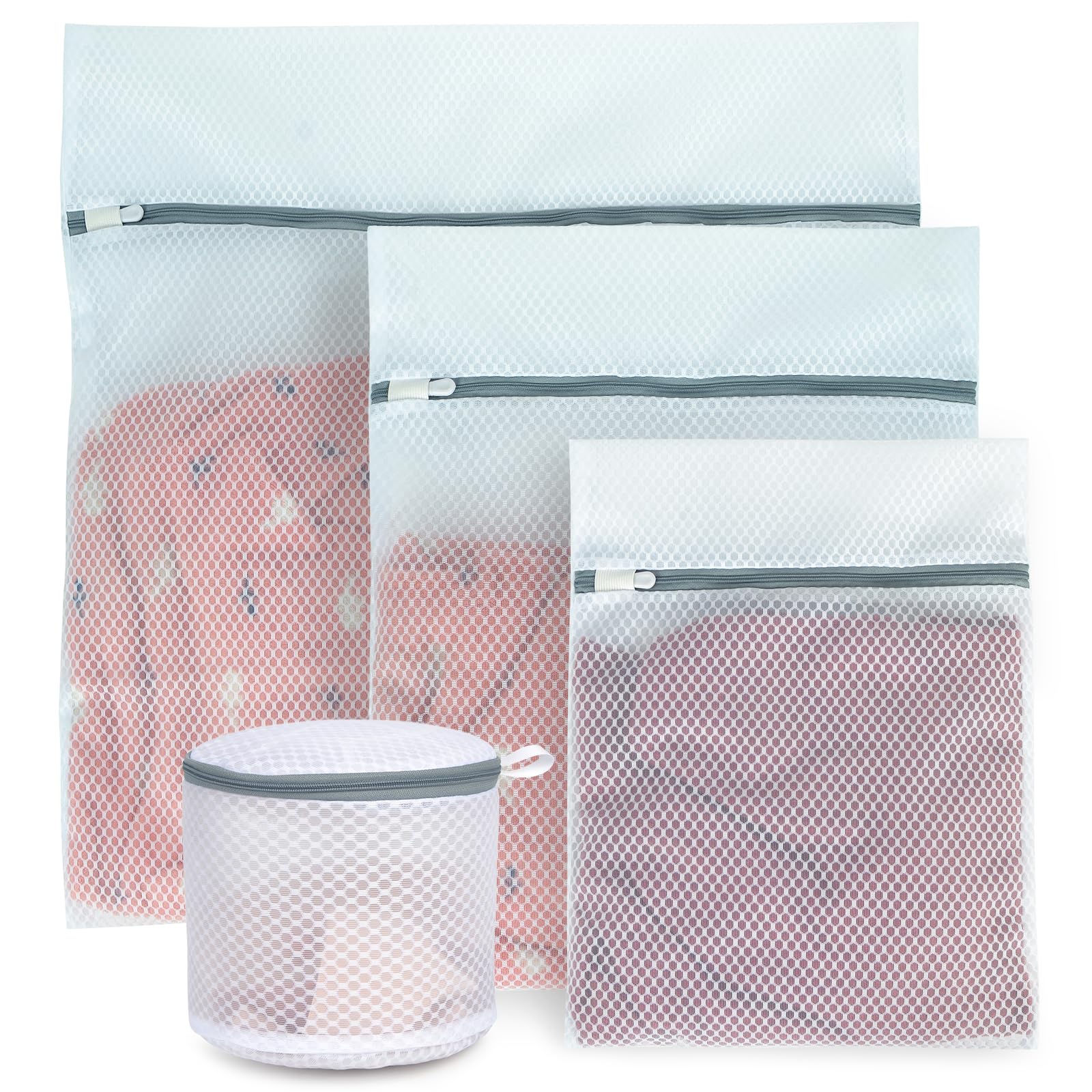 Photo 1 of 2 Packs of Geiteoa Set of 4 Mesh Laundry Bags for Delicates, Honeycomb Mesh Wash Bags for Washing Machine, Lingerie Bags for Laundry (1 XX-Large + 1 Large + 1 Medium + 1 Bra Bag) 4 Set (XXL+L+M+Bra Bag)
