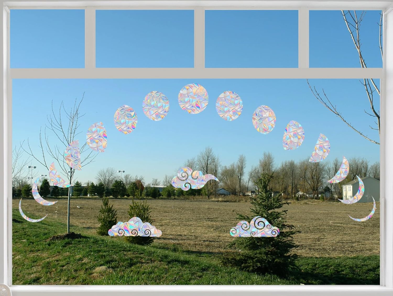 Adhesivos Cristales 28 Pegatinas Anticolisión Para Ventanas - Arcoíris Prismático, Protección Aves Vinilo Cristal