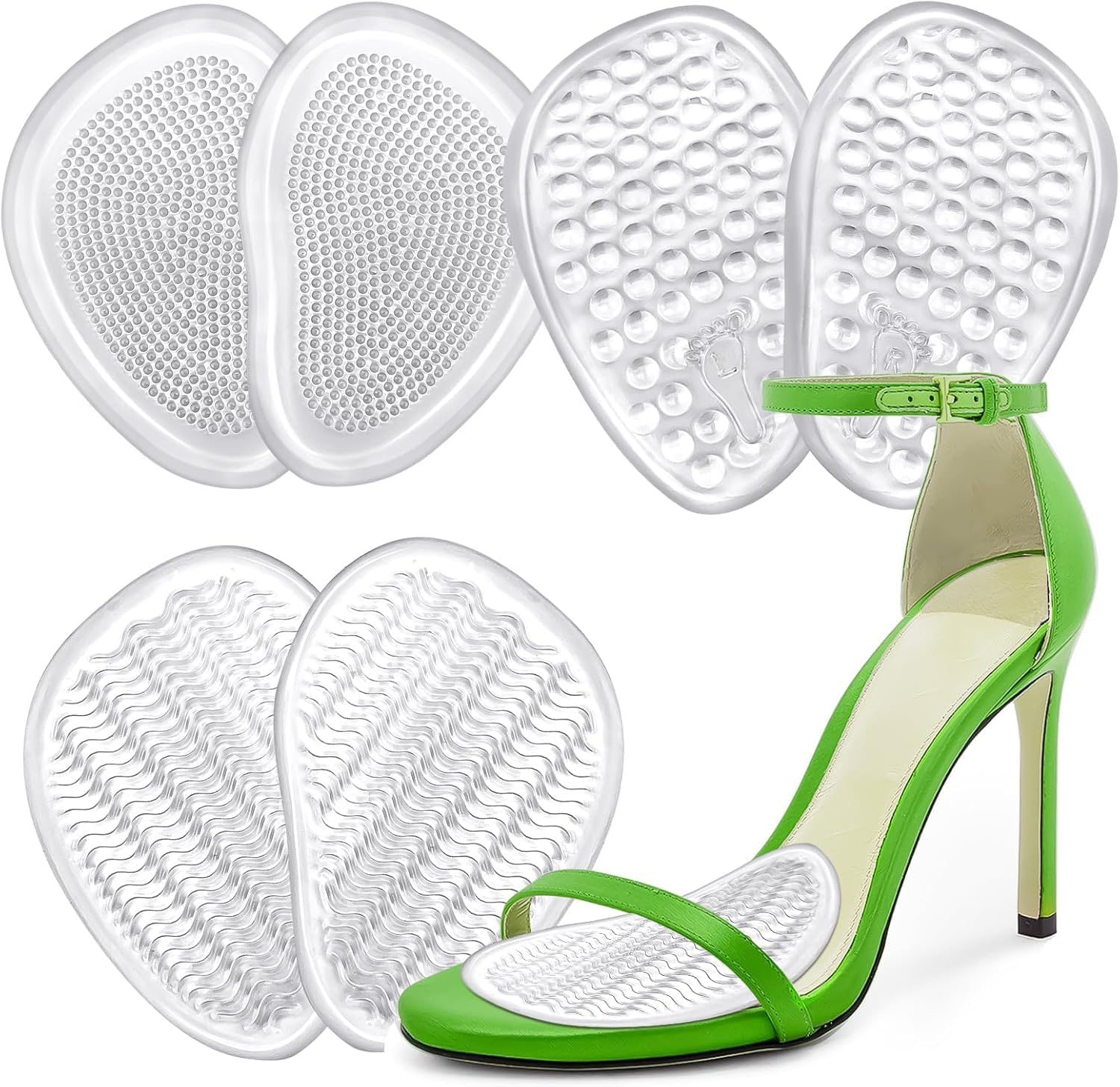 Ball of Foot Cushions Women, Metatarsal Pads, High Heel Comfort Pads, 3 Pairs Gel Metatarsal Pads Ball of Foot Cushions, Non Slip Heel Cushions for Foot Pain Relief