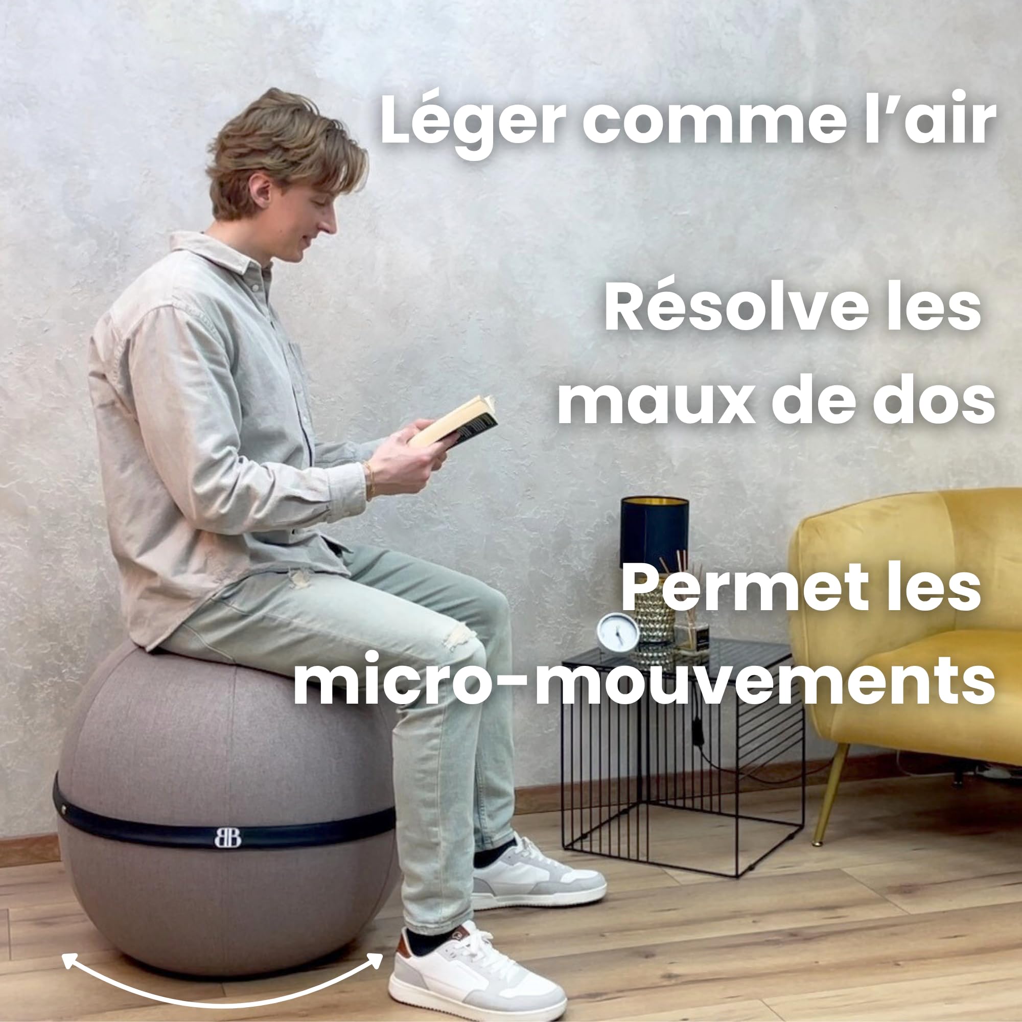 Siège Ballon Ergonomique 180Kg Housse Lavable Anti-Dérapante