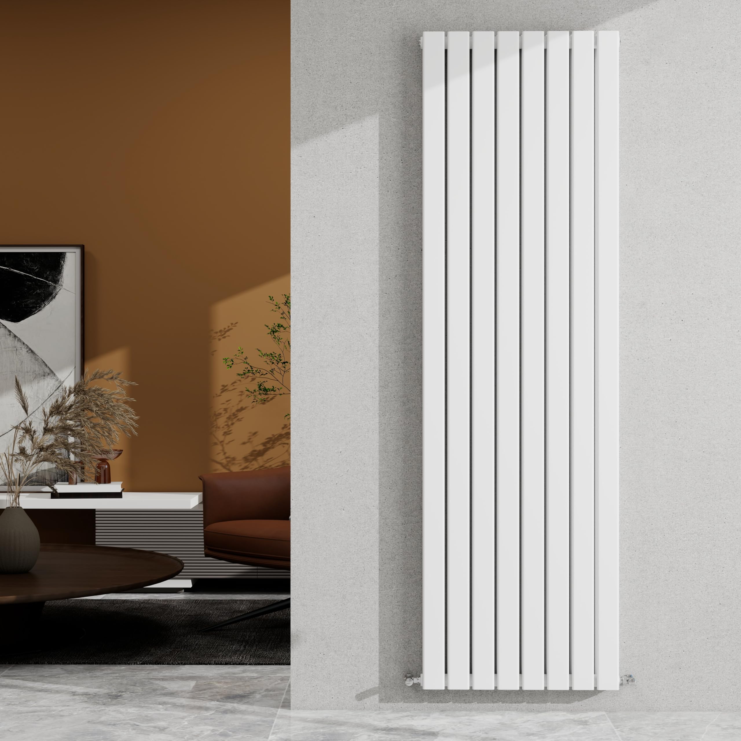SKY Bathroom 1800×544mm White Vertical Designer Radiator Double Panel Modern Central Heating Flat Panel Rad 6324 BTU