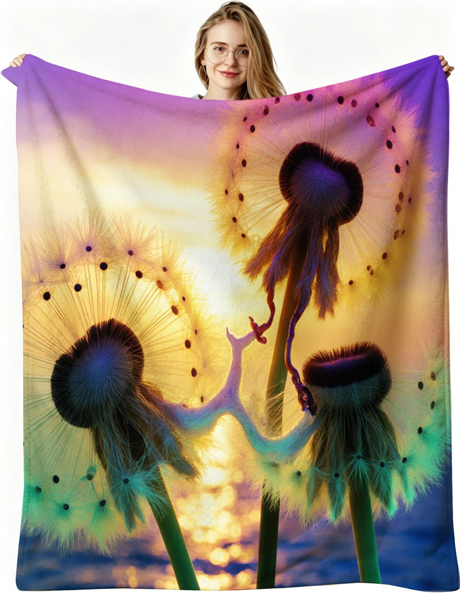 Plüsch Sofadecke Gelber Löwenzahn 240 x 260 cm, AQ3396