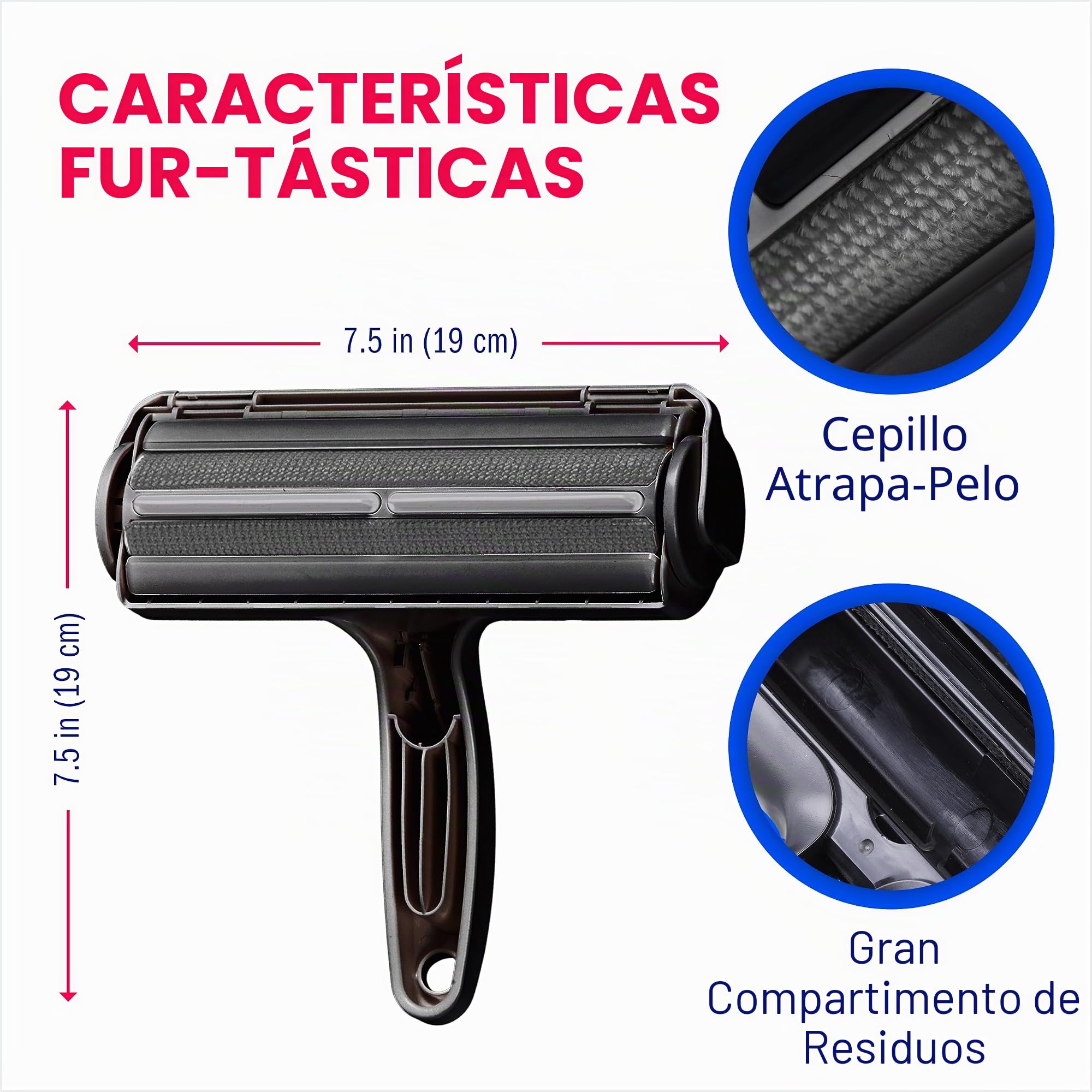 ChomChom Roller Removedor de pelo de mascotas y rodillo reutilizable, removedor de pelusa para muebles, sofá, alfombra, ropa y ropa de cama, portátil