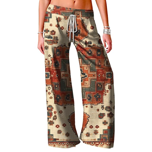 Womens Pants Trendy Oversized High Waist Fall Casual Wide Leg Palazzo with Pockets Stretchy Sweatpants