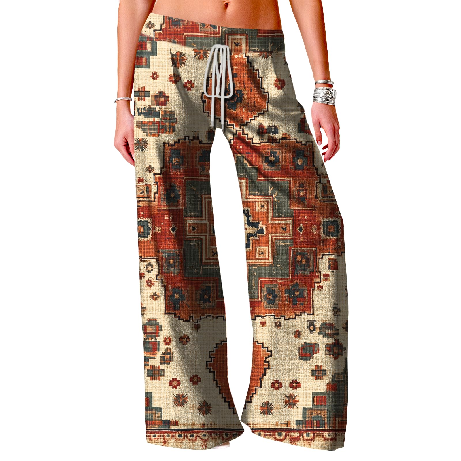 Womens Pants Trendy Oversized High Waist Fall Casual Wide Leg Palazzo with Pockets Stretchy Sweatpants