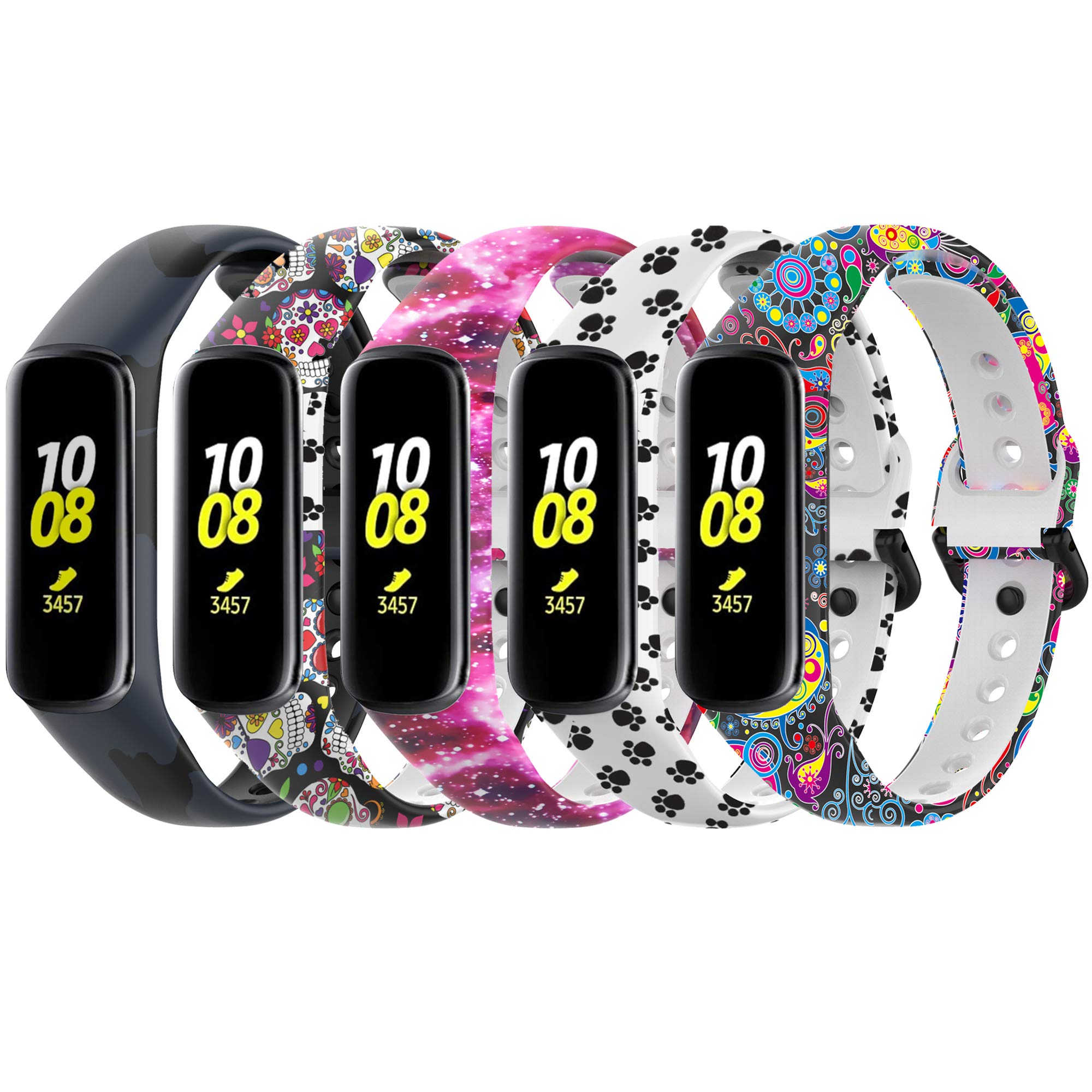 Replacement Bands Compatible with Samsung Galaxy Fit2 SM-R220, Pattern Printed Strap Breathable Soft Silicone Wristband Compatible with Galaxy Fit 2