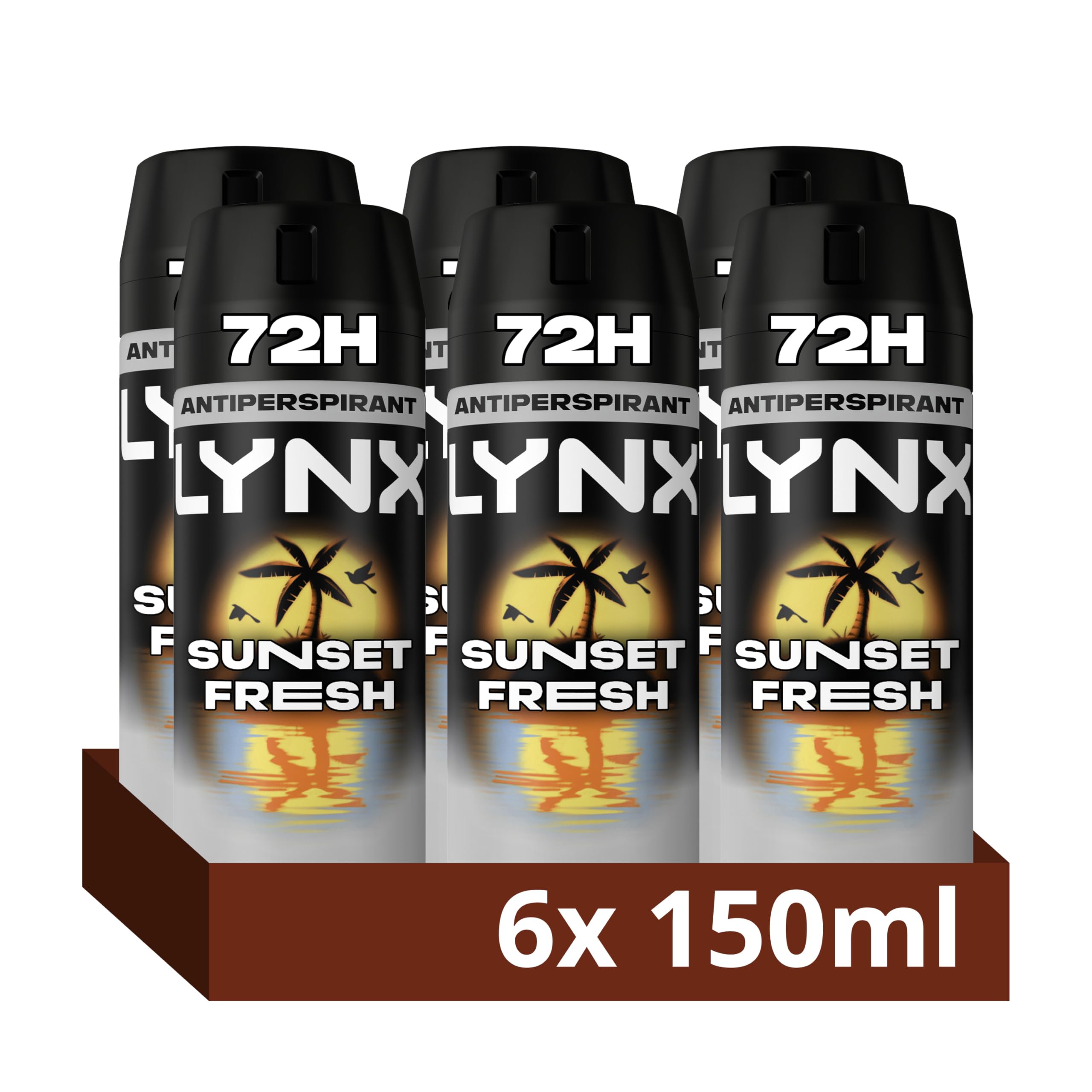 Lynx Men's Black Sunset Fresh 'Antiperspirant Deodorant Spray' 72H Protection, 6X150ml In
