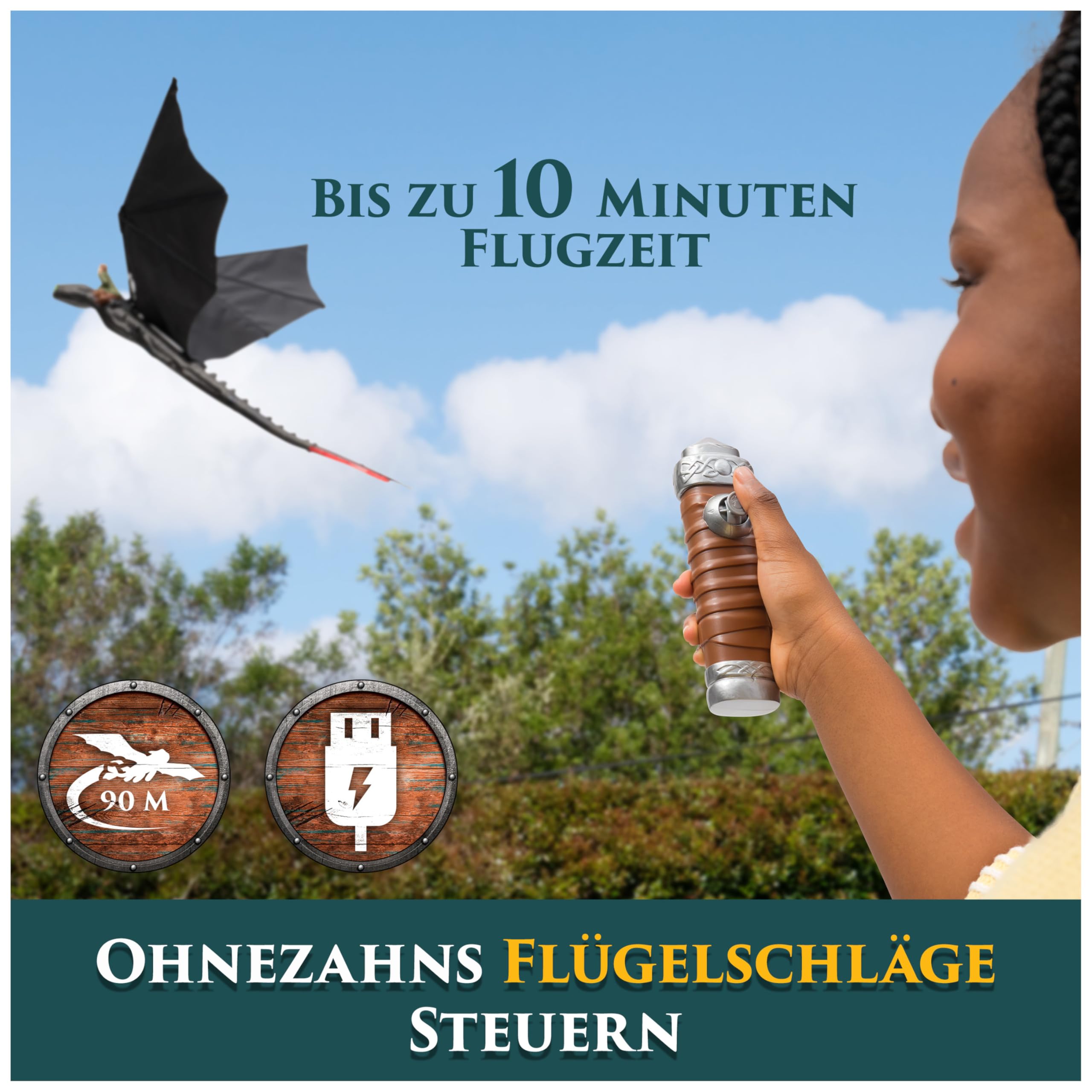 Dreamworks How to Train your Dragon, Remote Control, Fliegender Drache Ohnezahn mit Fernbedienung, Spielzeug für Kinder ab 4 Jahren
