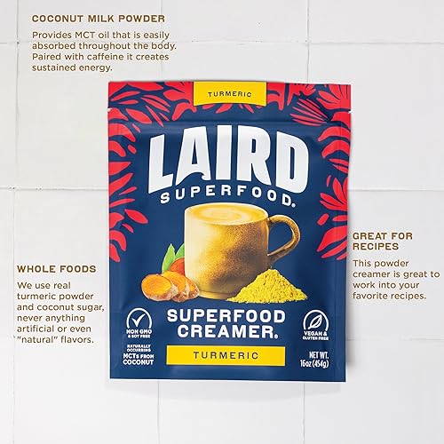 Vista 97 de Laird Superfood Creamer - Crema en polvo con sabor a chocolate y menta para el café, bolsa de 8 onzas