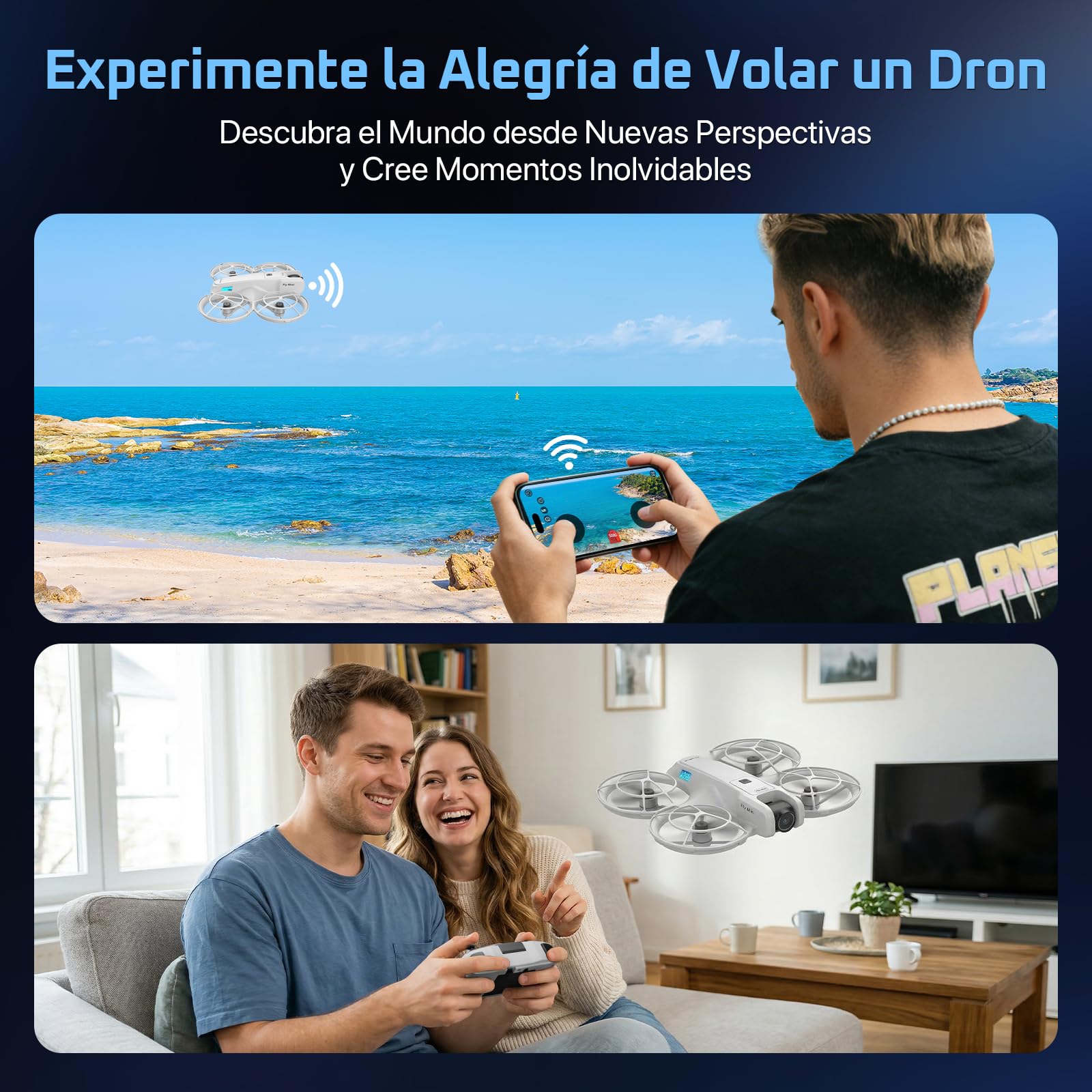 Mini Dron, Rollei Fly Mini Drone con Cámara 720P Drone Quadcopter con Modo sin Cabeza 360° Rotación Con Control Remoto y Aplicación bajo 250 g para Principiantes y Aficionados Drones-Dron-Mini-Cámara