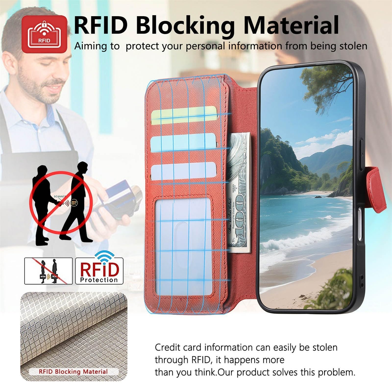Generic Funda compatible con iPhone 15 Pro (color: verde) con cierre magnético, funda de piel extraíble