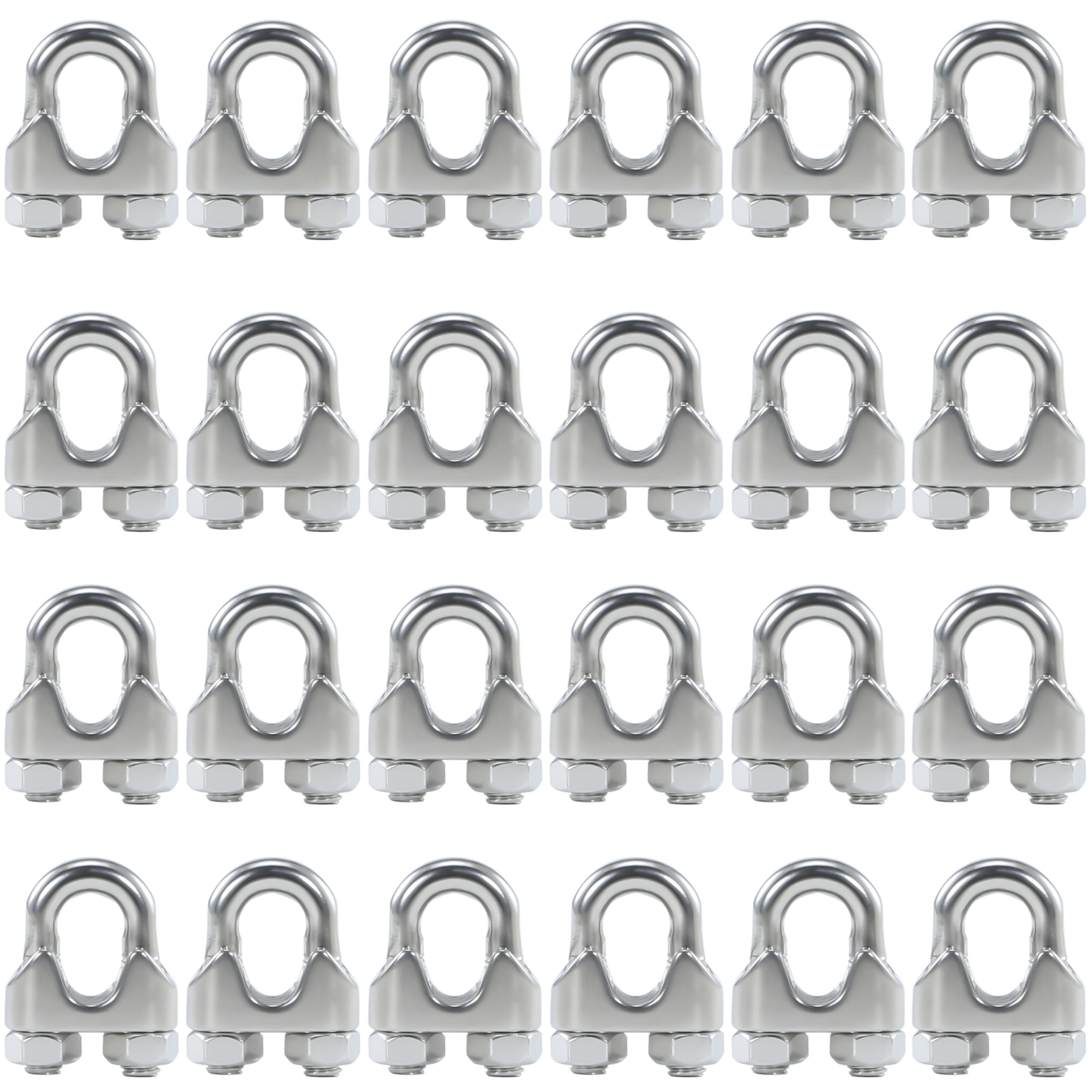 24PCS M4 5/32 Inches Stainless Steel Wire Rope Cable Clip Clamp