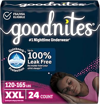 Amazon.com: Goodnites Girls' Nighttime Underwear, Size XXL (120