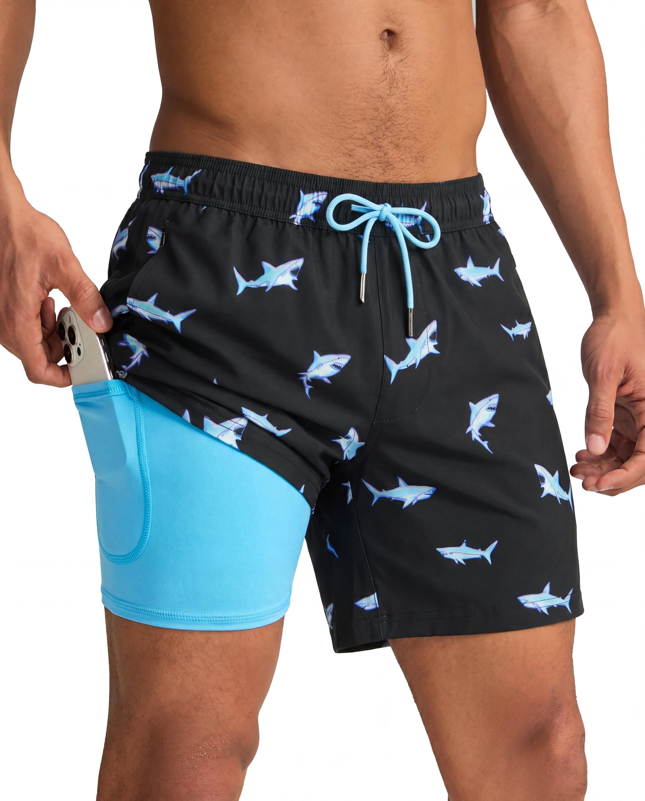 maamgic Mens Swim Trunks with Compression Liner 5 Inch Quick Dry for Beach