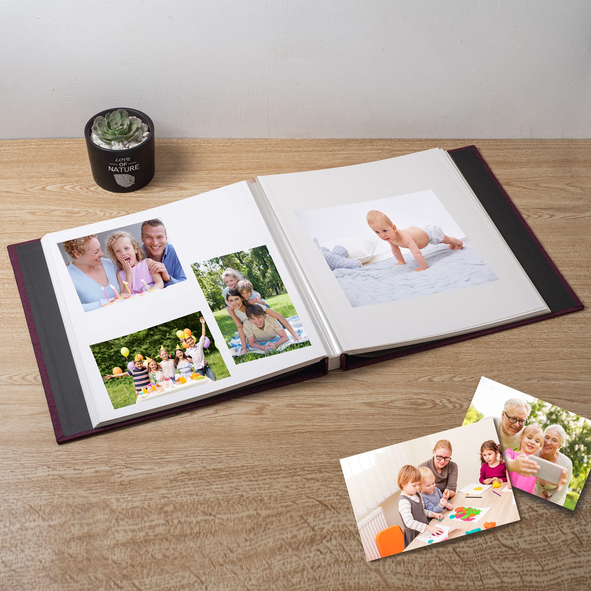 Duży album fotograficzny, samoprzylepny album do scrapbookingu, na 4 x 16 cm, 5 x 7 8 x 10 zdjęć, DIY, magnetyczny, lniany, okładka, 60 stron, na rodzinne prezenty ślubne, z metalowym