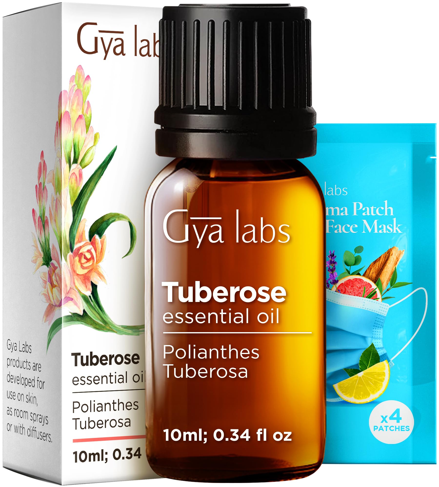 Gya Labs Tuberose Essential Oil - 0.34 Fl Oz - for Hair, Skin, Diffuser, Aromatherapy & DIY Candle Making ScentClimatePartner certified
