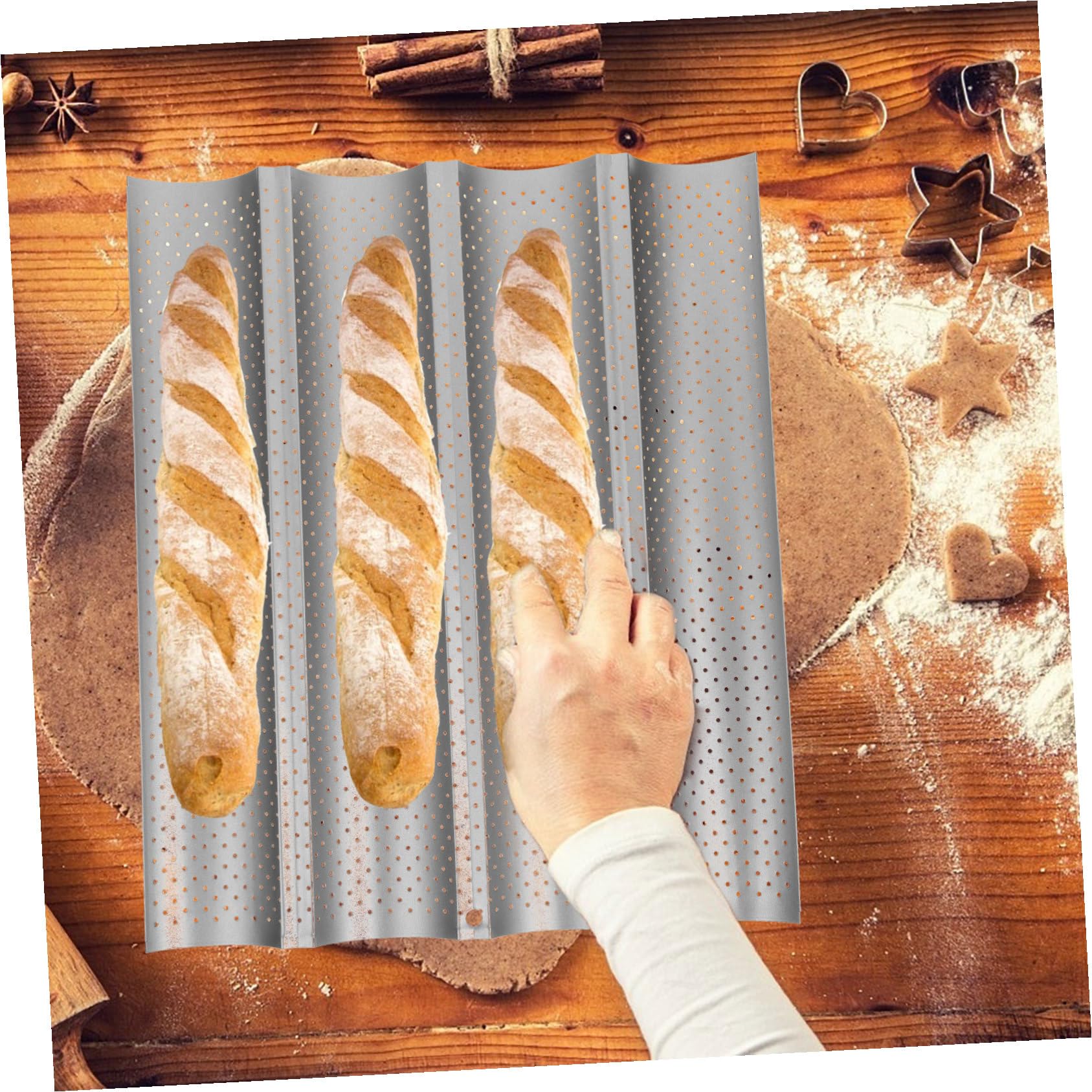 Antihaftbeschichtetes Baguette Backblech Aus Kohlenstoffstahl Mit 4 Rillen Für Französisches Brotbacken Im Backofen