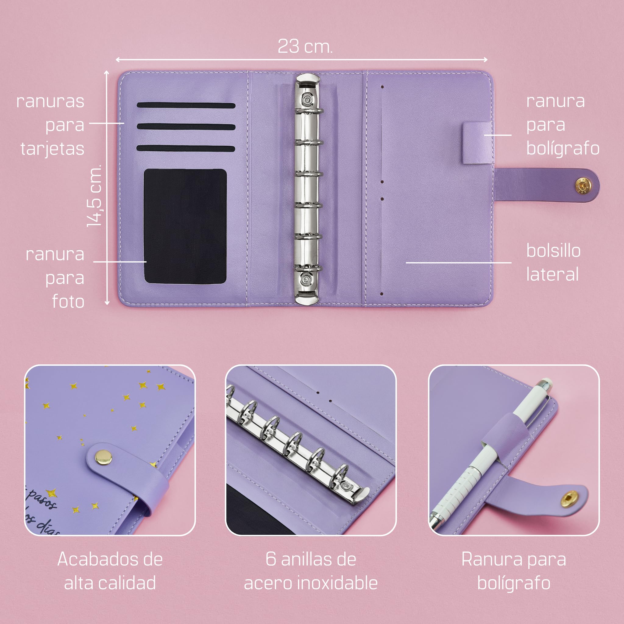 WHEN PIGS FLY - Libreta de Ahorro A7 Completamente en Español - Cuaderno de Ahorro - Carpeta Ahorro Dinero Español - Organizador de dinero - Carpeta de Ahorro de Dinero (Morado)