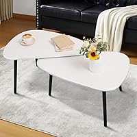 Vista 8 de Mesas de centro anidadas, mesa anidada con patas de madera, juego de 2 mesas auxiliares triangulares para sala de estar, dormitorio, bambú Tigre