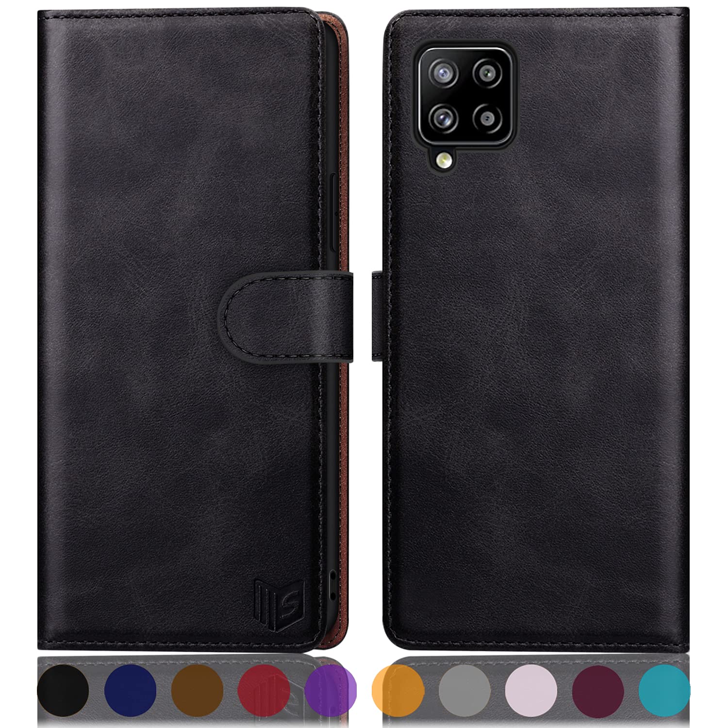 SUANPOT for Samsung Galaxy A42 5G with RFID Blocking Leather Wallet case Credit Card Holder Flip Folio Book Phone case Shockproof Cover Women Men for Samsung A42 case Wallet (Black)