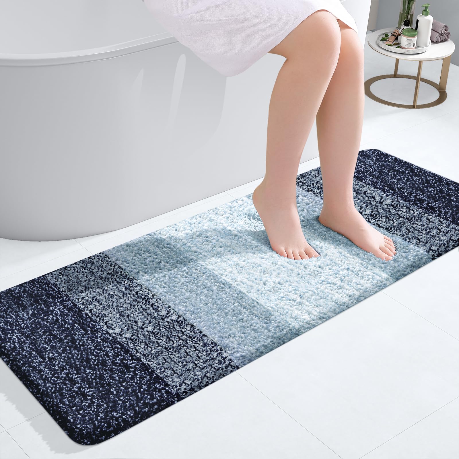 OLANLY Bathroom Runner Rug 47x17, Extra Soft Absorbent Microfiber Bath Rugs