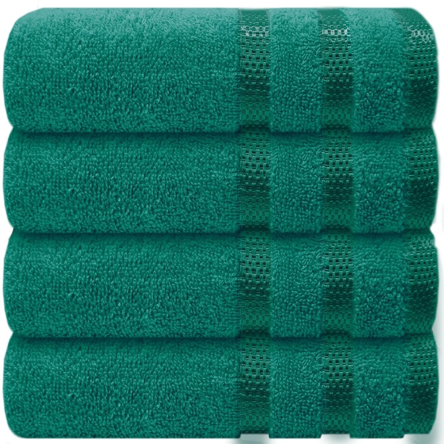 VISION TEXTILES Premium 4-Piece 100% Cotton Hand Towel Set – Ultra-Soft, Quick-Dry & Highly Absorbent – Multiple Colour Options for Bathroom & Kitchen (Green)