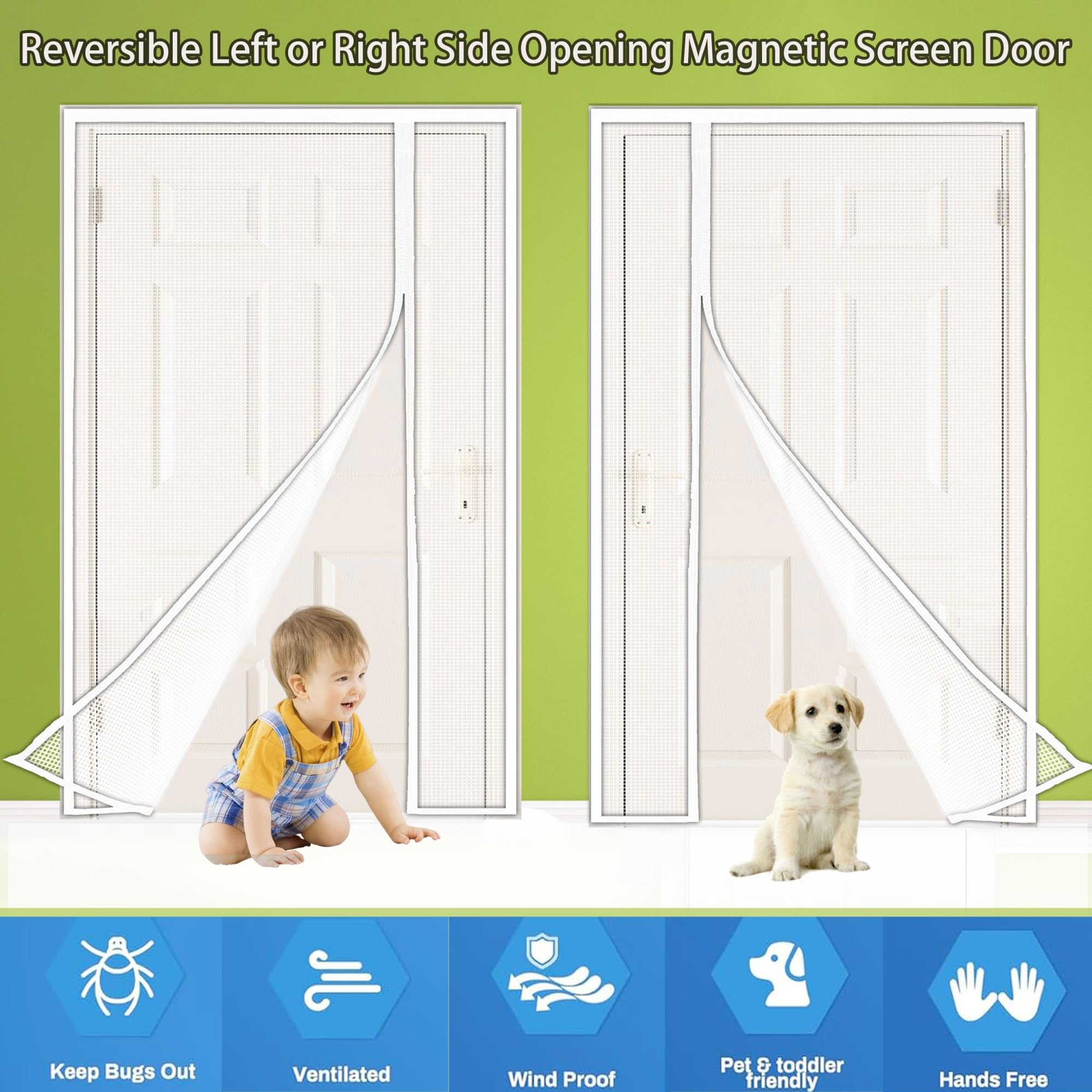 Apertura Laterale Zanzariera Magnetica Per Porta, 90x220 Cm