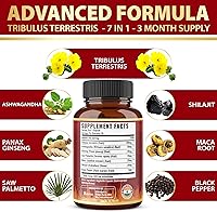 Vista 6 de Tribulus Terrestris Cápsulas con Ashwagndha, Panax Ginseng, Saw Palmetto, Maca, Shilajit - 90 Cápsulas - Suministro de 3 meses