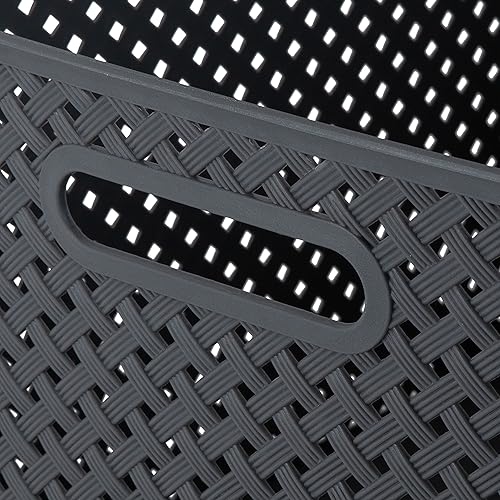 Miniatura 4 de Simplify Canasta Grande de Mimbre de Resina  Contenedor de Almacenamiento  Organizador de Plástico  Asas de Transporte  Baño  Despensa  Accesorios