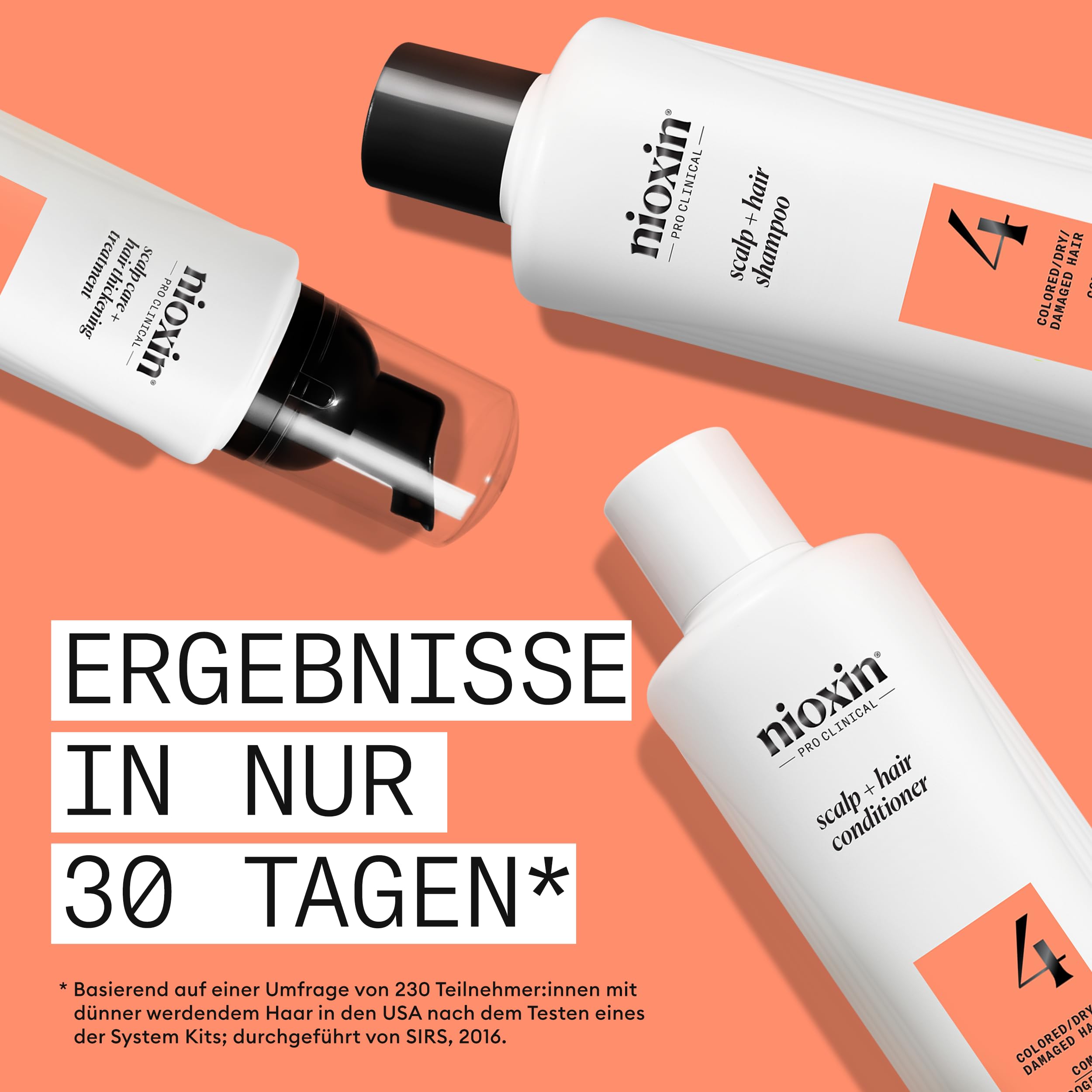 Nioxin Scalp + Hair System 4 - Haarpflege für strapaziertes, sichtbar dünner werdendes Haar - mit Biotin, Koffein & Niacinamid