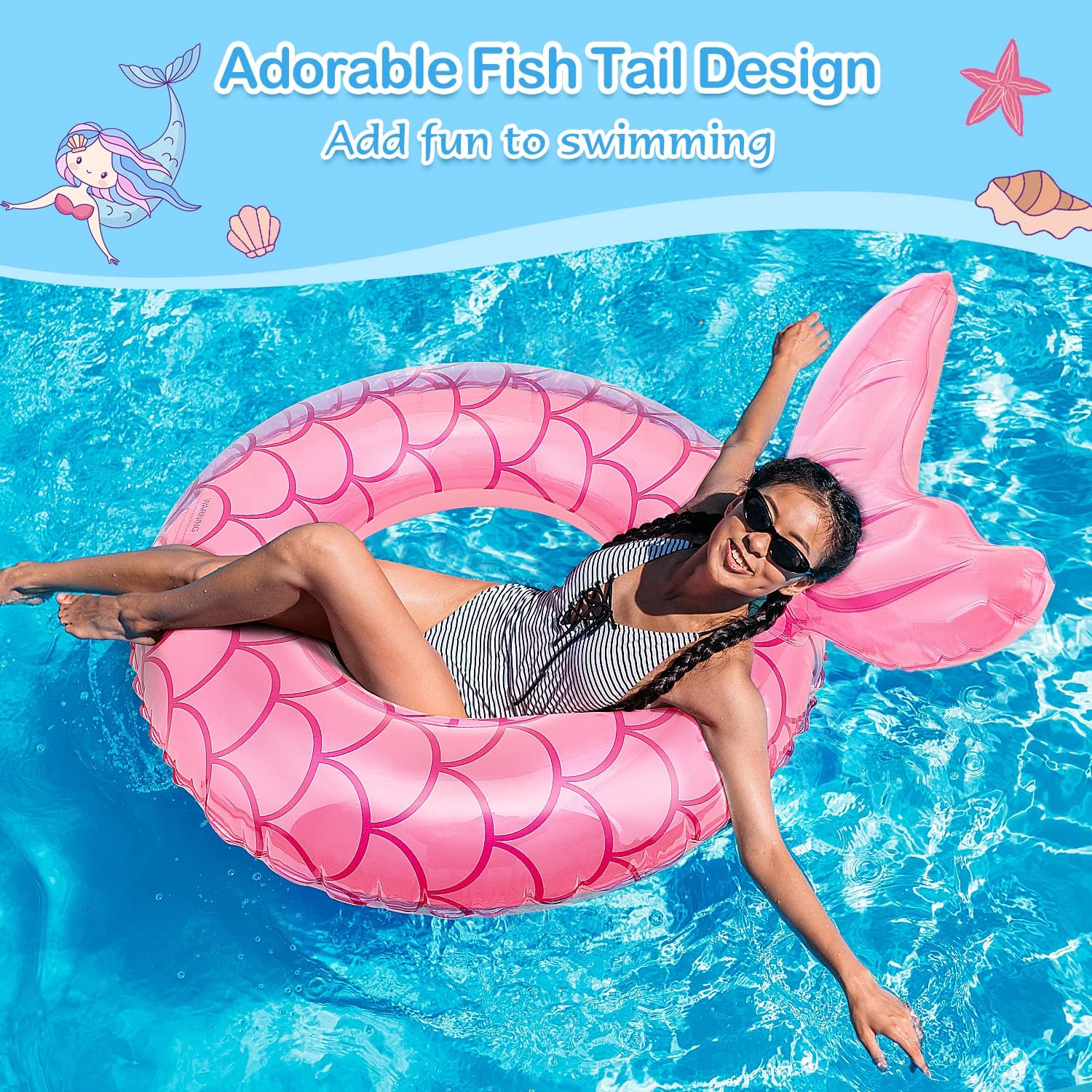 MoKo Inflatable Swimming Ring, Swimming Tube Cute Pool Float Tube Decorations Swim Tubes Outdoor Pool Beach Water Floats Party Supplies Kids Adults Floaties, Rose Gold : Toys & Games