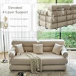 YINIX 78" Convertible Sleeper Sofa Bed - High-Back Floor Couch - Folding Sofa Bed with Rounded Arm Supports - Foldable Sofa Lounge Couches for Living Room Bedroom - Ivory