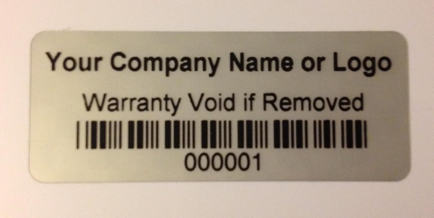 250 Silver Matte Asset Identification ID Labels 1.5" x 0.6" (38mm x 15mm), Custom Print.